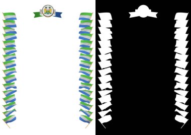 Çerçeve ve bayrak ve silah kat Sierra Leone ile sınır. 3D çizim