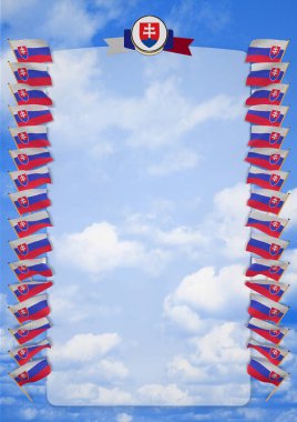 Çerçeve ve bayrak ve silah kat Slovakya ile sınır. 3D çizim