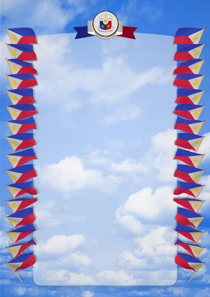 Ram och gränsen med flagga och statsvapen Filippinerna. 3D illustration — Stockfoto