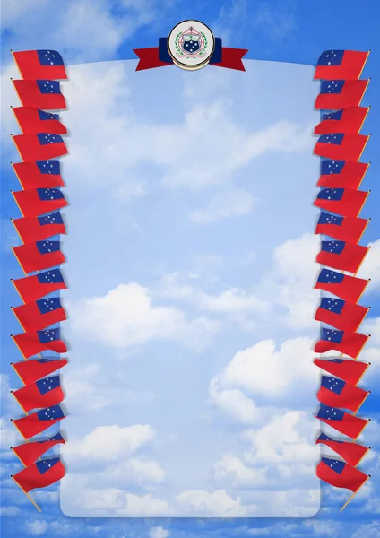 Çerçeve ve bayrak ve silah kat Samoa ile sınır. 3D çizim