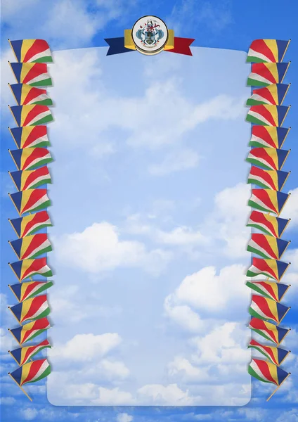 Çerçeve ve bayrak ve silah kat Seyşeller ile sınır. 3D çizim