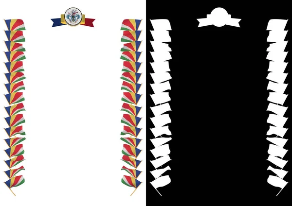 Ramki i granicy z flaga i godło seszelska. ilustracja 3D — Zdjęcie stockowe