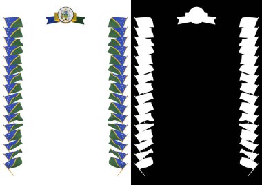 Çerçeve ve bayrak ve askeri üniformaları Solomon Adaları ile sınır. 3D çizim