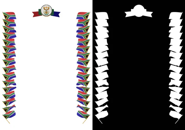 Telaio e bordo con bandiera e stemma Sud Africa. Illustrazione 3d — Foto Stock