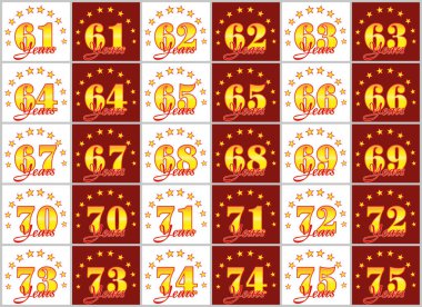 Altın kümesi 61 75'e numaralar ve kelime yılın yıldız bir daire ile dekore edilmiştir. Vektör çizim