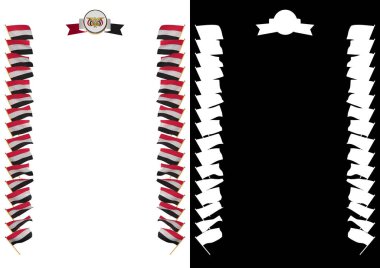 Çerçeve ve bayrak ve silah kat Yemen ile sınır. 3D çizim