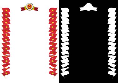 Çerçeve ve bayrak ve silah kat Vietnam ile sınır. 3D çizim