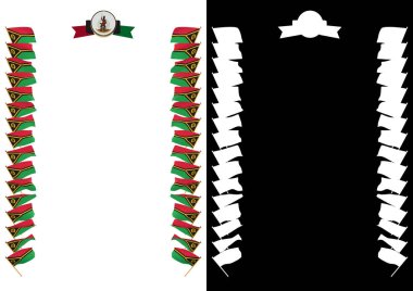 Çerçeve ve bayrak ve silah kat Vanuatu ile sınır. 3D çizim