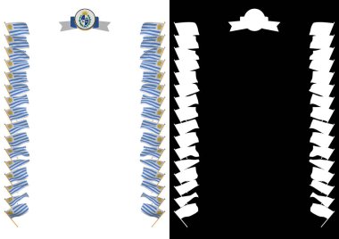 Çerçeve ve bayrak ve silah kat Uruguay ile sınır. 3D çizim