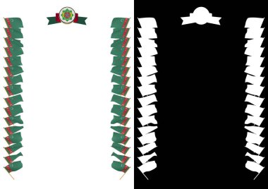 Çerçeve ve bayrak ve silah kat Türkmenistan ile sınır. 3D çizim