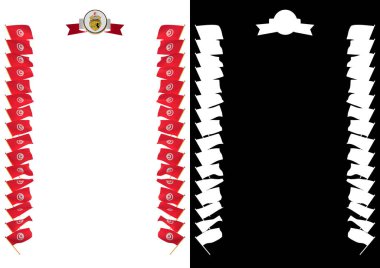 Çerçeve ve bayrak ve silah kat Tunus ile sınır. 3D çizim