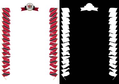 Çerçeve ve bayrak ve silah kat Trinidad ve Tobago ile sınır. 3D çizim