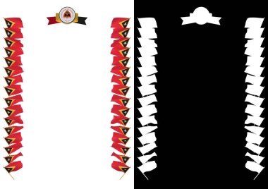 Çerçeve ve bayrak ve askeri üniformaları Timor Leste ile sınır. 3D çizim