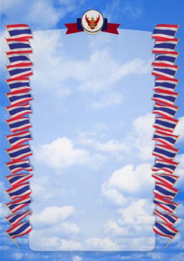 Çerçeve ve bayrak ve silah kat Tayland ile sınır. 3D çizim