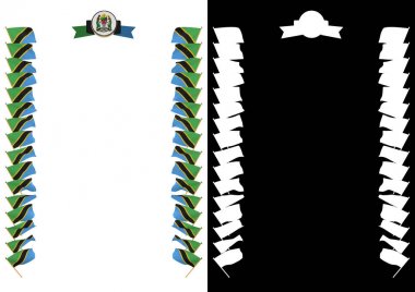 Çerçeve ve bayrak ve silah kat Tanzanya ile sınır. 3D çizim