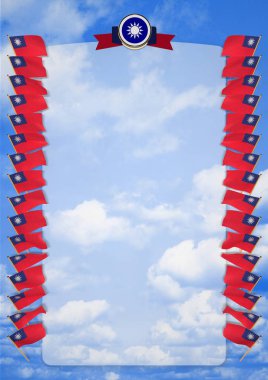 Çerçeve ve bayrak ve silah kat Tayvan ile sınır. 3D çizim