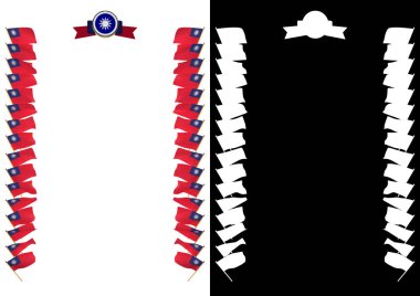 Çerçeve ve bayrak ve silah kat Tayvan ile sınır. 3D çizim