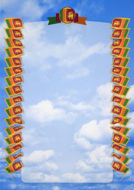 Çerçeve ve bayrak ve silah kat Sri Lanka ile sınır. 3D çizim