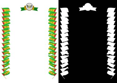 Çerçeve ve bayrak ve silah kat Sao Tome ve Principe ile sınır. 3D çizim