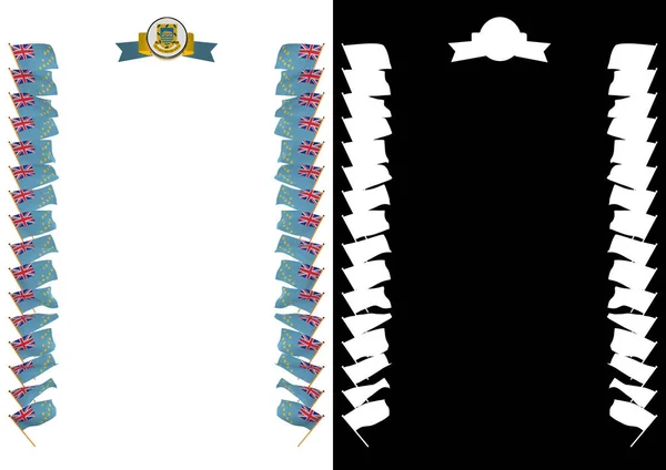 Quadro e Fronteira com bandeira e brasão de armas Tuvalu. ilustração 3d — Fotografia de Stock