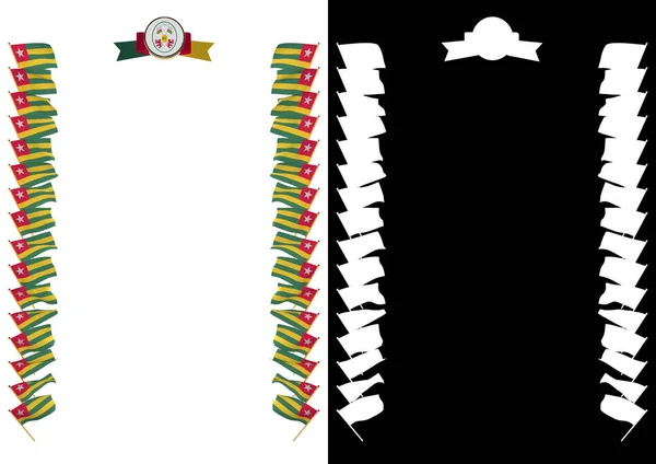 Ramki i granicy z Togo flaga i herb. ilustracja 3D — Zdjęcie stockowe