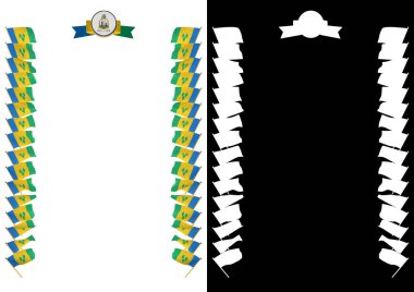 Çerçeve ve bayrak ve silah kat Saint Vincent ve Grenadinler ile sınır. 3D çizim