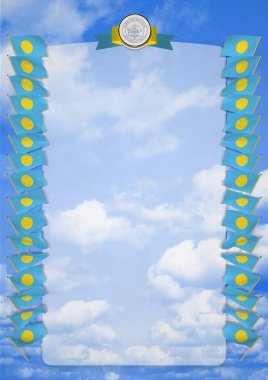 Çerçeve ve bayrak ve silah kat Palau ile sınır. 3D çizim