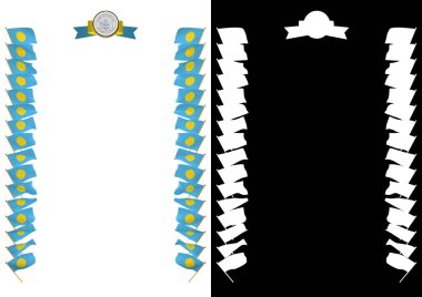 Çerçeve ve bayrak ve silah kat Palau ile sınır. 3D çizim