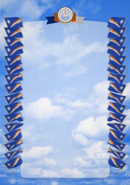 Çerçeve ve bayrak ve askeri üniformaları Marshall Adaları ile sınır. 3D çizim