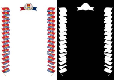 Çerçeve ve bayrak ve silah kat Kiribati ile sınır. 3D çizim