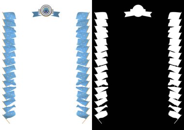 Çerçeve ve bayrak ve silah kat Mikronezya Federal Devletleri ile sınır. 3D çizim