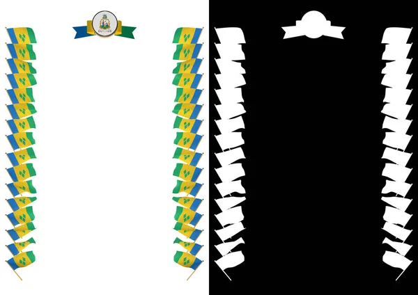 Cornice e bordo con bandiera e stemma Saint Vincent e Grenadine. Illustrazione 3d — Foto Stock