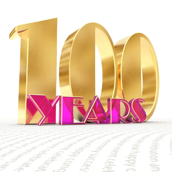 Golden number one hundred (number 100) and the word "years" against the backdrop of the prospect of greeting text. 3D illustration — Stock Photo, Image