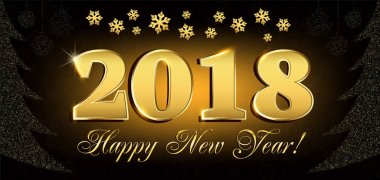 2018 mutlu yeni yıl el ilanları ve tebrik kartı veya Noel temalı davetleri rakam ile yılbaşı ağacının parlak noktalarından. Vektör çizim.