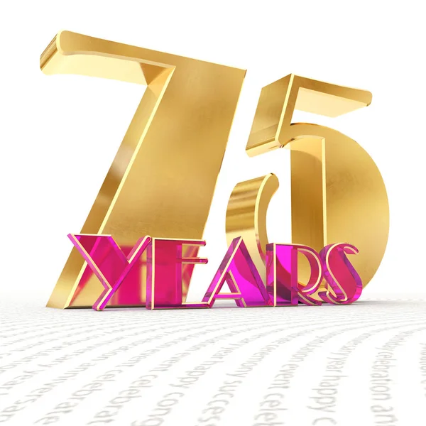 Golden number seventy five (number 75) and the word "years" against the backdrop of the prospect of greeting text. 3D illustration — Stock Photo, Image