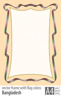 Çerçeve ve şerit kenarlığını Bangladeş bayrağı ile koruyucu kılavuz renkleri ile. Vektör, ile üç mm bleed.