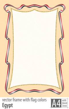 Çerçeve ve şerit kenarlığını koruyucu ızgarası Mısır bayrak renkleri ile. Vektör, ile üç mm bleed.