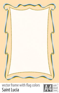 Çerçeve ve şerit kenarlığını koruyucu ızgarası Saint Lucia bayrak renkleri ile. Vektör, ile üç mm bleed.