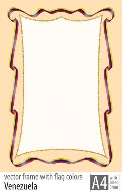 Çerçeve ve şerit kenarlığını koruyucu ızgarası Venezuela bayrak renkleri ile. Vektör, ile üç mm bleed.