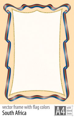 Çerçeve ve şerit kenarlığını koruyucu ızgarası Güney Afrika bayrak renkleri ile. Vektör, ile üç mm bleed.