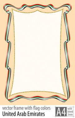 Çerçeve ve şerit kenarlığını Birleşik Arap Emirlikleri bayrağı ile koruyucu kılavuz renkleri ile. Vektör, ile üç mm bleed.