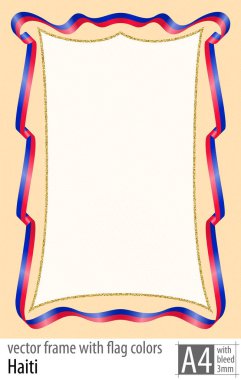 Çerçeve ve şerit kenarlığını koruyucu ızgarası Haiti bayrak renkleri ile. Vektör, ile üç mm bleed.