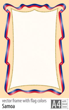 Çerçeve ve şerit kenarlığını koruyucu ızgarası Samoa bayrak renkleri ile. Vektör, ile üç mm bleed.