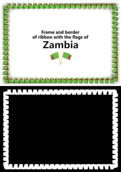 Ram och gränsa av menyfliksområdet med flaggan Zambia för examensbevis, Grattis, certifikat. Alfakanal. 3D illustration — Stockfoto