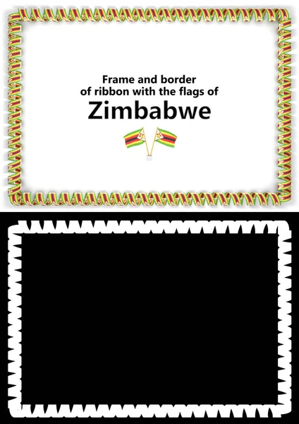 Rahmen und Rand des Bandes mit der Zimbabwe-Flagge für Diplome, Glückwünsche, Urkunden. Alpha-Kanal. 3D-Illustration — Stockfoto