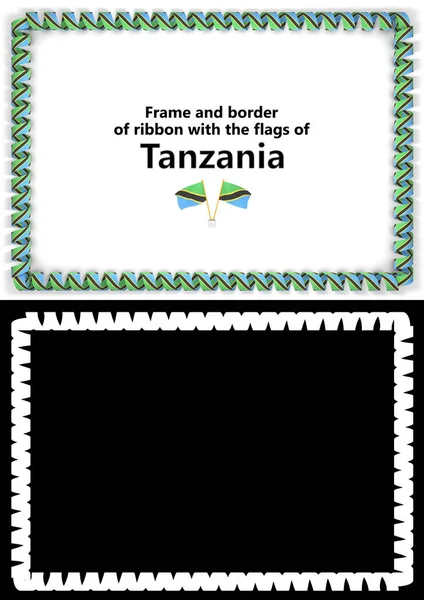 Ram och gränsa av menyfliksområdet med flaggan Tanzania för examensbevis, Grattis, certifikat. Alfakanal. 3D illustration — Stockfoto
