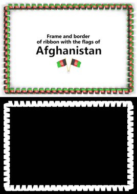 Çerçeve ve kurdele ile Diploma, Tebrikler, sertifikalar için Afganistan bayrağı kenarlığını. Alfa kanalı. 3D çizim