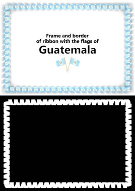 Çerçeve ve kurdele ile Guatemala bayrağı diploma, Tebrikler, sertifikalar için kenarlığını. Alfa kanalı. 3D çizim