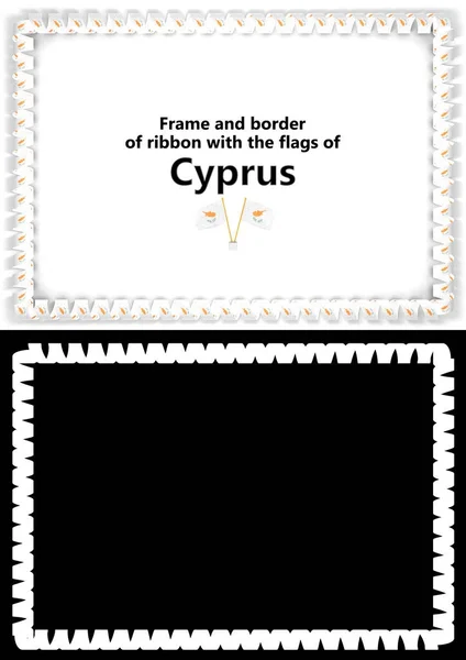 丝带的框架和边界与塞浦路斯标志为文凭, 祝贺, 证书。阿尔法海峡3d 插图 — 图库照片