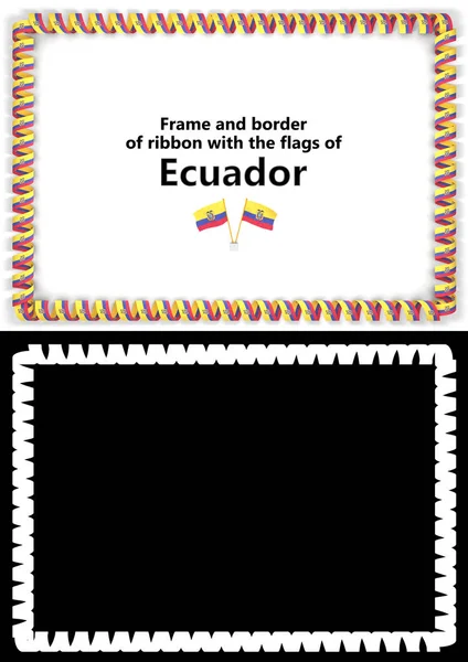 Quadro e borda de fita com a bandeira de Equador de diplomas, congratulações, certificados. Canal Alfa. ilustração 3d — Fotografia de Stock